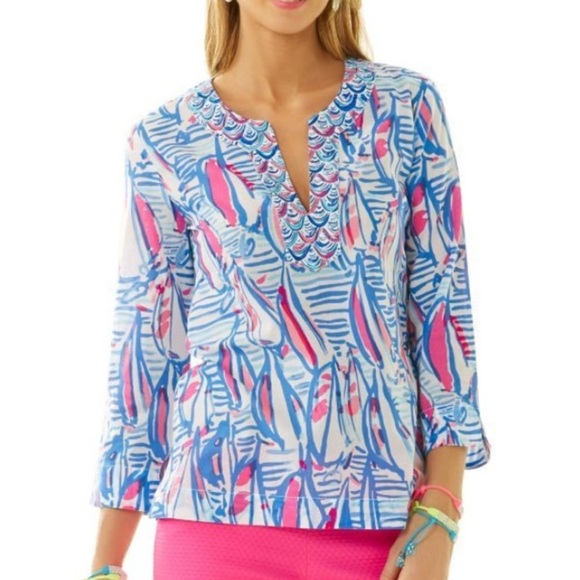 Lilly Pulitzer Tops - Lilly Pulitzer Amelia Island Red Right Return Tunic Size M